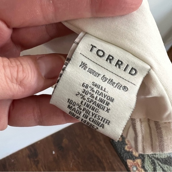 Torrid Taupe Stripe Linen Blend Blazer - Picture 13 of 14